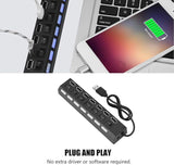 NEW 7 Port USB Hub, 480Mbps 7 Port USB Hub No Conflict Plug & Play 7 Port USB 2.0 Hub, Super Speed 7-Port USB Data Hub, USB Extension for Laptop, PC Computer, for Mouse/Printer/Scanner