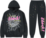 NEW Spi*der Dupe EMILYLE Y2K Hoodie Set Hoodie Pant Casual Tracksuit Long Sleeve Athletic Suit, Black, Men's Sz XXL, Fits like an XL