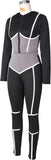 NEW Retails $65, Erichman Women's 2 PCS Fashion Stitching Colors Yoga Sports Suit Long Sleeve Front Zip Hooded Top High Waist Leggings, Sz M