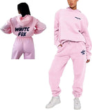 NEW JDBXKWOA Letter Hoodie and Sweatpants for Women Hip Hop Long Sleeve Hoodies Pant Joggers Set Casual Fleece Hooded Tracksuit, Pink, Sz M
