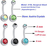 NEW Ghome 15 PCS Assorted Colors Belly Button Ring Surgical Steel Hypoallergenic Lead and Nickel Free,14 Gauge Navel Piercing Body Jewelry