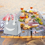 NEW Vikuces Lunch Bag for Women and Men, Insulated Lunch Box Cooler Tote Bags Thermal Bento Bags, Kids Reusable Smiley Lunch Boxes with Waterproof for Work, School, Travel and Picnic (Grey)