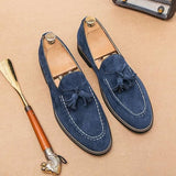 NEW Retails $73, Men's Oxford Leather Dress Shoes Genuine Leather Shoes Comfort Loafers Dress Shoes, Blue, Men's Sz 11