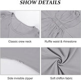 NEW LALAGEN Womens Chiffon Plus Size Ruffle Flattering Cape Sleeve Bodycon Party Pencil Dress Grey, Sz 2XL Fits True