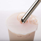 NEW [Angled Tips] 2 Pcs Jumbo Reusable Bubble Tea Straws & Smoothie Straws, 0.5" Wide Stainless Steel Straws, Metal Straws for Bubble Tea/Tapioca Pearl, Milkshakes, Smoothies | 1 Cleaning Brush & 1 Case