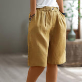 NEW Summer Linen Casual Loose Shorts for Women Bermuda Size M