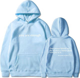 NEW LELISKA You are Enough Hoodie, Dear Person Behind Me Hoodie Sweatshirt, You are Enough Graphic Sweatshirt Pullover Hoodies, Light Blue, Sz S
