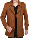 NEW Newbestyle Men's Slim Fit Winter Warm Short Wool Blend Coat Business Jacket, Brown, Fits Like A Men's Fits L/XL!