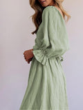 NEW Les umes Womens Summer Half Ruffle Lantern Sleeve Dress with Belt Ladies Casual Multi Wear Maxi Elegant Dresses, Sz S, Retails $49+