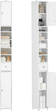 NEW Assembled, SoBuy White Bathroom Cabinet Bathroom Shelf Bathroom Tall Cabinet Cupboard Note: Has a few scuff spots from transport as shown in pics, could be touched up doesn't affect its use!
