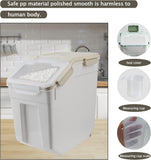 NEW Retails $80, 25 lb Flour Storage Container, 2 Pack 15kg Large Rice Containers with Wheels & Seal Lid, BPA Free Dog Cat Pet Food Bin with Measuring Cup & Scoop for Flour, Rice, Grain Sugar, Cereal - Gray