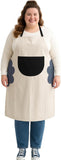 NEW Urby Kitchen Cooking Aprons for Women with Pockets Plus Size, Ideal For XL XXL or Waist W38+. Extra Large and Long. Cream