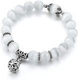 NEW Young & Forever Gifts for Family and Friends D'vine Opal Healing Beads Yoga Reiki Silver Charm Natural Stone Unisex Spiritual Energy Strand Bracelet for Men/Women/Boys/Girls, Retails $50