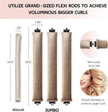 NEW Heatless Hair Curler, Heatless Curls Overnight Blowout Headband Rods, No Heat Velvet Jumbo Flexi Rods to Sleep in, Heatless Jumbo Flexi Soft Curling Rods for All Hair Types 4pcs khaki