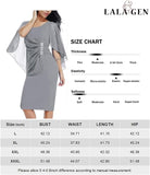 NEW LALAGEN Womens Chiffon Plus Size Ruffle Flattering Cape Sleeve Bodycon Party Pencil Dress Grey, Sz 2XL Fits True