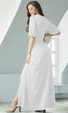 NEW Retails $80 koh koh Womens Long Short Sleeve V-Neck Sexy Slimming Casual Summer Maxi Dress White Sz 2X