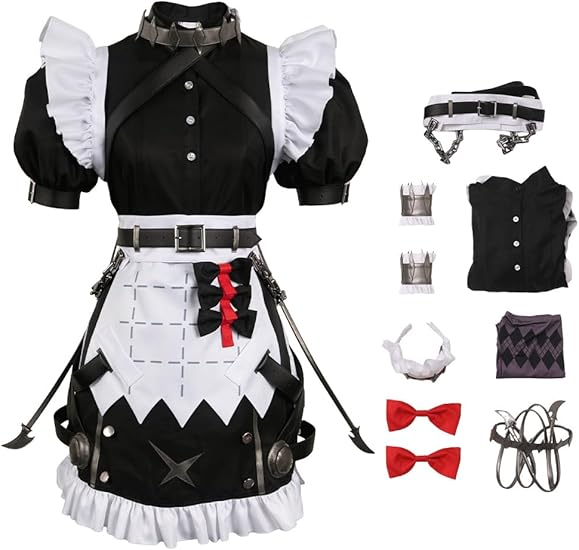 NEW Retails $100, Vaianie Ellen Joe Cosplay Costume Game Costume Women Maid Dress Uniform Girls Apron Outfits Halloween Carnival Costume, Full Set, No Tail, Sz L, Fits Medium