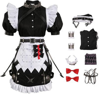 NEW Retails $100, Vaianie Ellen Joe Cosplay Costume Game Costume Women Maid Dress Uniform Girls Apron Outfits Halloween Carnival Costume, Full Set, No Tail, Sz L, Fits Medium