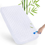 NEW Viscose Waterproof Crib & Toddler Mattress Protector, Crib Mattress Protector Waterproof (52"x 28"), Quilted Pad Cover, Soft and Breathable with 9 Inches Deep Skirt, White