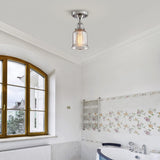 NEW (2 PACK) AGV LIGHTING Mini Semi Flush Mount Ceiling Light, Clear Antique Mercury Glass Shade, 2pcs per Pack, D5 x H10, 1xE26 Base Bulb, Nickel Finish