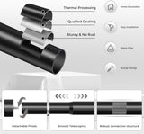 NEW Retails $46, VOIIY Curtain Rods for Windows, Black 1'' Diameter Drapery Rods with End Cap Style Design, Modern Adjustable Heavy Duty Curtain Rod, Size: 36''- 88''