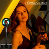 NEW Balkwan Sunset Lamp Projection Rotation Rainbow Lamp Led Romantic Visual Led Light Network Red Light with USB Modern Floor Stand Night Light Living Room Bedroom Decor (Sunset Red)