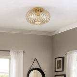 NEW Retails $121, Fivess Lighting Modern Gold Flush Mount Light Fixture Metal Cage Single Semi Flush Mount Ceiling Light for Hallway Bedroom Kitchen Entryway Farmhouse