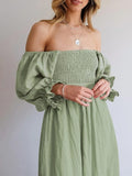 NEW Les umes Womens Summer Half Ruffle Lantern Sleeve Dress with Belt Ladies Casual Multi Wear Maxi Elegant Dresses, Sz S, Retails $49+