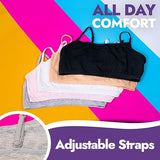 NEW Popular Cotton Girls Training Bra - Crop Cami Training Bras for Girls with Adjustable Straps. Cotton Bra Pack., 5 pack, Sz 14 (XL)