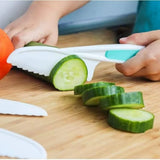 NEW Retails $40, 34 Pcs Montessori Kitchen Toys for Toddlers-Kids Knife Sets for Real Cooking with Safe Knives, Serrated Plastic Knives, Potato Slicers, Sandwich Cutter, Peeler and Cutting Board