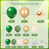 NEW Green Balloon Arch Garland Kit, Dark Green Sage Green Sand White Metallic Gold Balloons Gold Confetti Balloons for Wild One Party Jungle Baby Shower St Patricks Day Decorations
