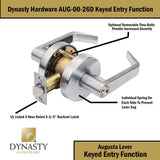 NEW Retails $113, Dynasty Hardware AUG-00-26D Grade 2 Commercial Duty Office Door Keyed Lever Lockset, ADA, Satin Chrome Finish