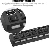 NEW 7 Port USB Hub, 480Mbps 7 Port USB Hub No Conflict Plug & Play 7 Port USB 2.0 Hub, Super Speed 7-Port USB Data Hub, USB Extension for Laptop, PC Computer, for Mouse/Printer/Scanner