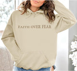 NEW Retails $45, Faith Over Fear Hoodie Unisex Inspirational Sweatshirts Religious Oversized Graphic Pullover Tops,Carhartt Brown, Sz XXL