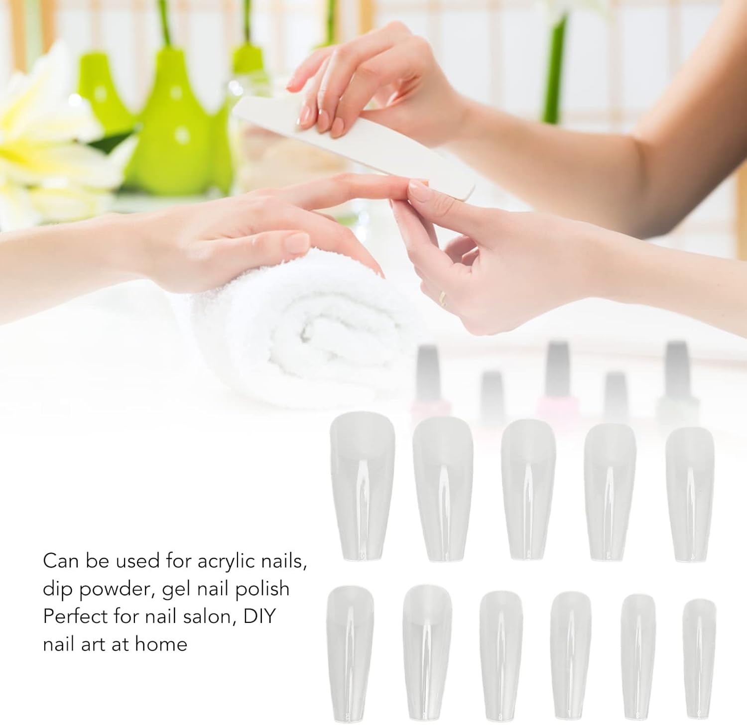 NEW Clear Nail Tips, 550 Pcs Nail Tips Ultra Thin Seamless Semi Frosted Press On Clear Nail Tips Gel Nail Tips Coffin Nails Tips DIY Nail Art for Nails Extension (Long)