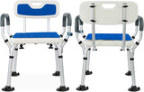 NEW Weliday Height Adjustable Shower Chair Bathtub Chair Aluminum Shower Stool with Back, Arms and Two Kinds of Footpads Suitable for Disabled, Pregnant Woman, Elderly, Retails $80+