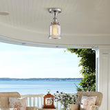 NEW (2 PACK) AGV LIGHTING Mini Semi Flush Mount Ceiling Light, Clear Antique Mercury Glass Shade, 2pcs per Pack, D5 x H10, 1xE26 Base Bulb, Nickel Finish
