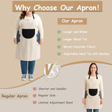 NEW Urby Kitchen Cooking Aprons for Women with Pockets Plus Size, Ideal For XL XXL or Waist W38+. Extra Large and Long. Cream