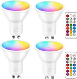 NEW iLC GU10 LED Light Bulb Color Changing 12 Colors 3W Dimmable Warm White 2700K RGB LED Light Bulbs with Remote Control, 20 Watt Equivalent (Pack of 4)