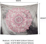 NEW Alynsehom Tapestry Mandala Wall Hanging Decor Pink Gray Indian Hippie Bohemian Flower Gypsy Decoration Beach Blanket Dorm Room Bed Sheets (M: 59"x52")