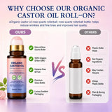 NEW Sealed Organic Castor Oil Roll-On with Rose Quartz Roller Ball – 100% Castor Oil Organic Cold Pressed, Mess-Free Castor Oil Roller for Hair, Eyebrows, Skin, and Body Moisturizing (Pure-2 Pack)