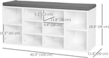 NEW IN BOX Retails $105, HOMCOM Shoe Bench with Storage, Upholstered Entryway Bench with Adjustable Shelves, Cushion for Living Room, Hallway, White