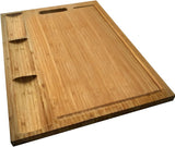 NEW NIUXX Bamboo Cutting Board for Kitchen, Reversible Chopping Board with 3 Built-in Compartments and Juice Grooves, Large Chopping Tray 43 x 32 x 2 cm, Meats Vegetable Bread Fruits Board