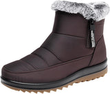 NEW Boots for Women Fashion Side Zipper Low Chunky Heel Snowproof Cotton Shoes Anti Slip Waterproof Boot, Brown, Sz 6.5, Retails $50