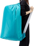 NEW HOMEST 2 Pack XL Nylon Laundry Bag with Strap, Large Dirty Clothes Organizer, Easy Fit a Laundry Hamper or Basket, Can Carry Up to 4 Loads of Laundry, Black and Sky Blue