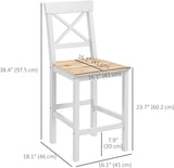 NEW IN BOX! Retails $166, HOMCOM Bar Stools Set of 2, Farmhouse Counter Height Barstools, Solid Wood Bar Chairs with Cross Back and Footrest for Kitchen, Natural (2 STOOLS ONLY)