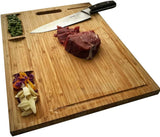 NEW NIUXX Bamboo Cutting Board for Kitchen, Reversible Chopping Board with 3 Built-in Compartments and Juice Grooves, Large Chopping Tray 43 x 32 x 2 cm, Meats Vegetable Bread Fruits Board