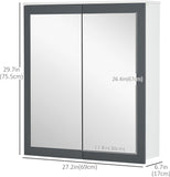 NEW kleankin 27" x 30" Medicine Cabinet, Wall Mounted Bathroom Mirror Cabinet with Mirrored Doors, Adjustable Shelves and Soft Close Mechanism, White, Retails $125