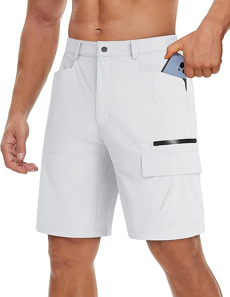 NEW TACVASEN Men's Summer Quick Dry Cargo Shorts Outdoor Casual Hiking Shorts, White, Sz 40