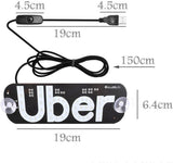 NEW UBER Led Light Signs for Car with USB Plug, Bumper Stickers Taxi Sign Light Windshield, Glow LED Sign Decal Stickers with Suction Cups Flashing Hook on Car Window LED Bright Lights (Green)